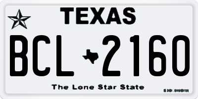 TX license plate BCL2160