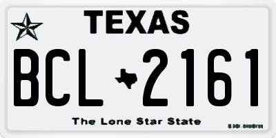 TX license plate BCL2161