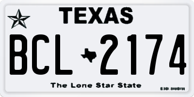 TX license plate BCL2174