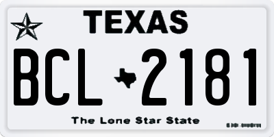 TX license plate BCL2181