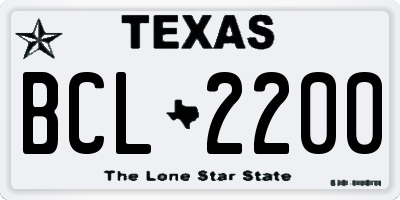 TX license plate BCL2200