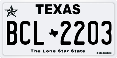 TX license plate BCL2203