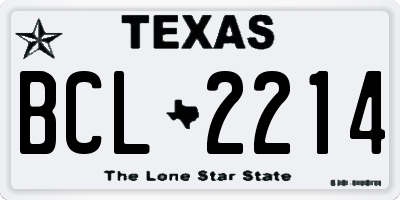 TX license plate BCL2214