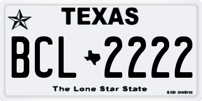 TX license plate BCL2222