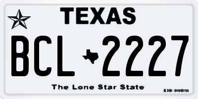TX license plate BCL2227