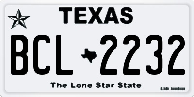 TX license plate BCL2232