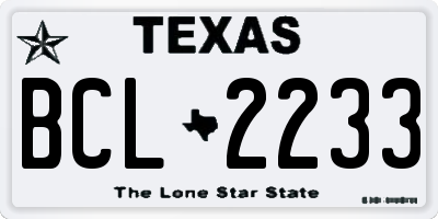 TX license plate BCL2233
