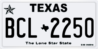 TX license plate BCL2250