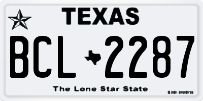 TX license plate BCL2287