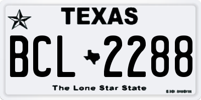 TX license plate BCL2288