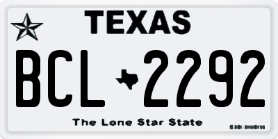 TX license plate BCL2292