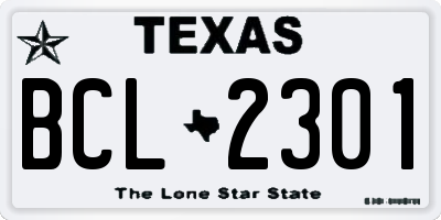 TX license plate BCL2301