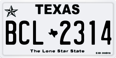 TX license plate BCL2314