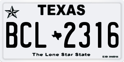 TX license plate BCL2316
