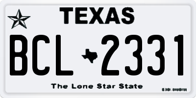 TX license plate BCL2331