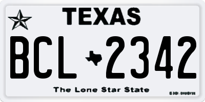 TX license plate BCL2342