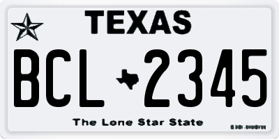 TX license plate BCL2345