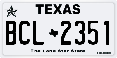 TX license plate BCL2351