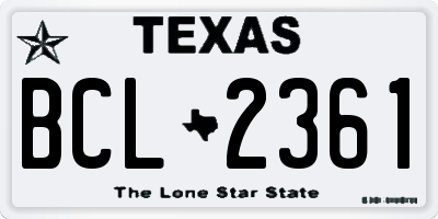 TX license plate BCL2361