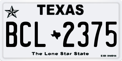 TX license plate BCL2375