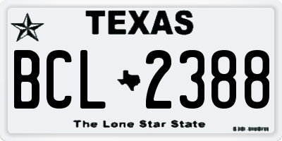 TX license plate BCL2388