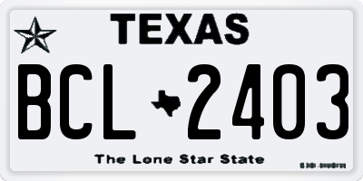 TX license plate BCL2403