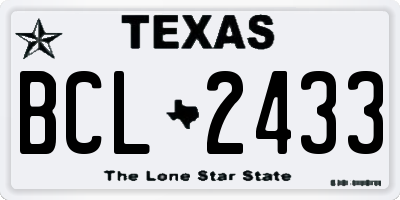 TX license plate BCL2433