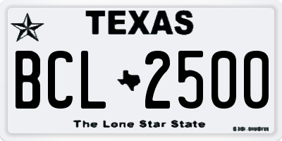 TX license plate BCL2500