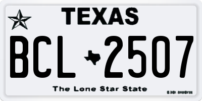 TX license plate BCL2507