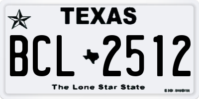 TX license plate BCL2512