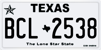 TX license plate BCL2538
