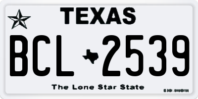 TX license plate BCL2539