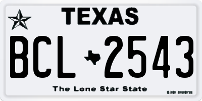 TX license plate BCL2543
