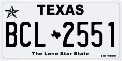 TX license plate BCL2551