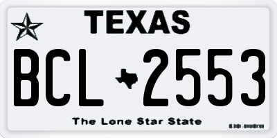 TX license plate BCL2553