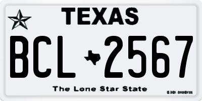 TX license plate BCL2567