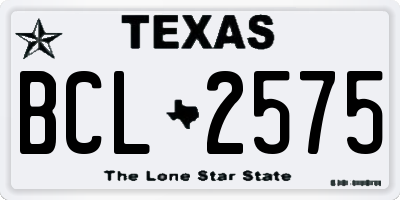 TX license plate BCL2575