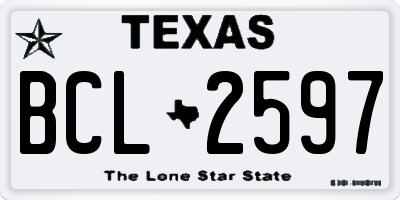 TX license plate BCL2597