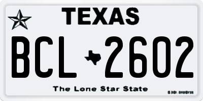 TX license plate BCL2602