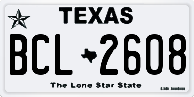 TX license plate BCL2608