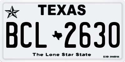 TX license plate BCL2630