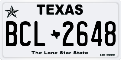 TX license plate BCL2648