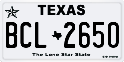 TX license plate BCL2650
