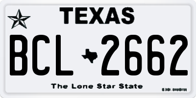 TX license plate BCL2662