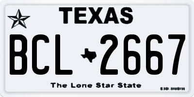 TX license plate BCL2667