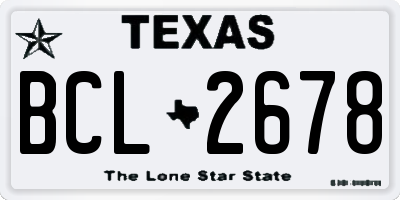 TX license plate BCL2678