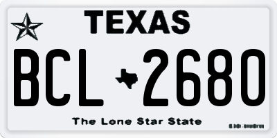 TX license plate BCL2680