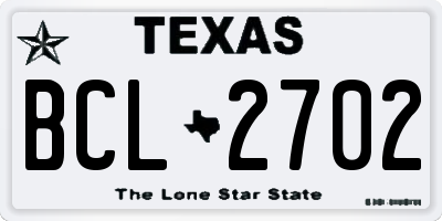 TX license plate BCL2702