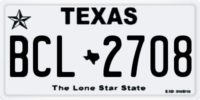 TX license plate BCL2708