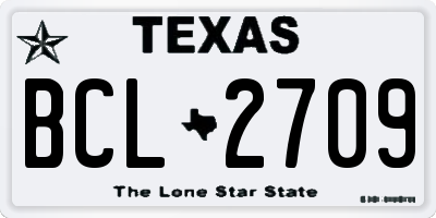 TX license plate BCL2709